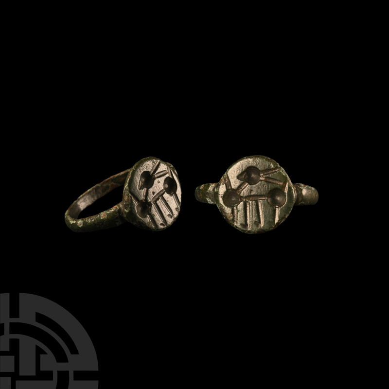 Merovingian Bronze Ring with Stylised Beast Facing Back
4th-5th century A.D. Di...