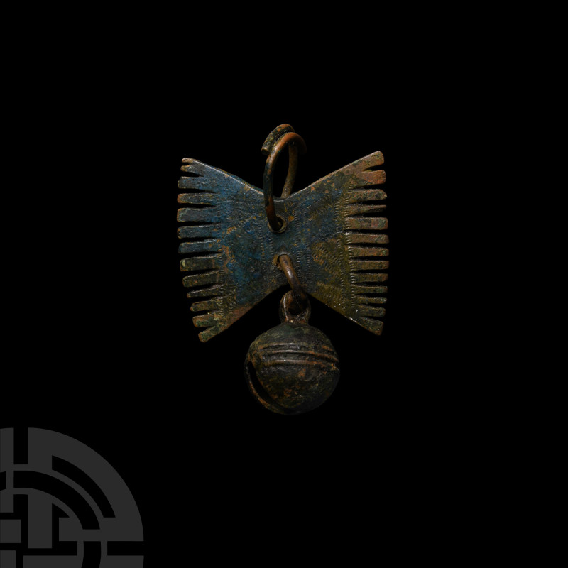 Viking Age Bronze Decorated Comb Pendant with Bell
10th-11th century A.D. Retai...