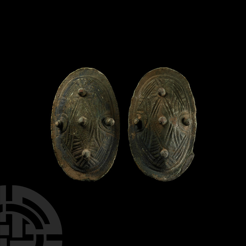 Viking Age Bronze Tortoise Brooch Pair
Circa 10th century A.D. Each composed of...