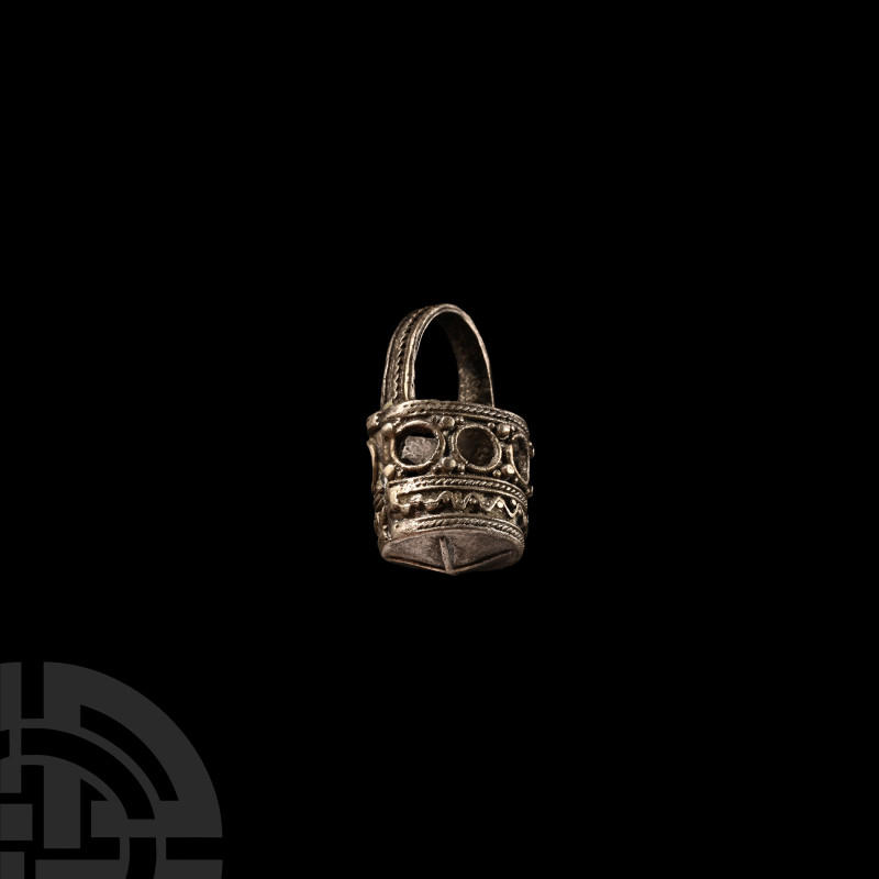 Pre-Viking Silver Filigree Bucket Pendant
4th-7th century A.D. A silver pendant...