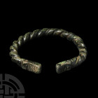 Viking Age Bronze Twisted Bracelet with Beast Head Terminals