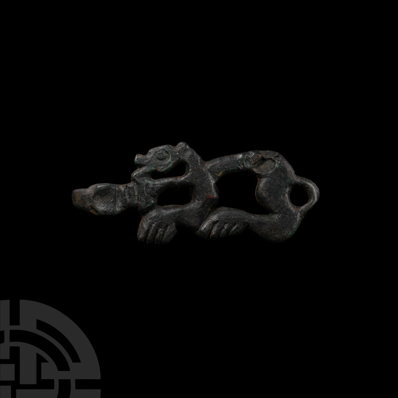 Viking Age Bronze Openwork Beast Mount
9th-11th century A.D. Formed as an advan...