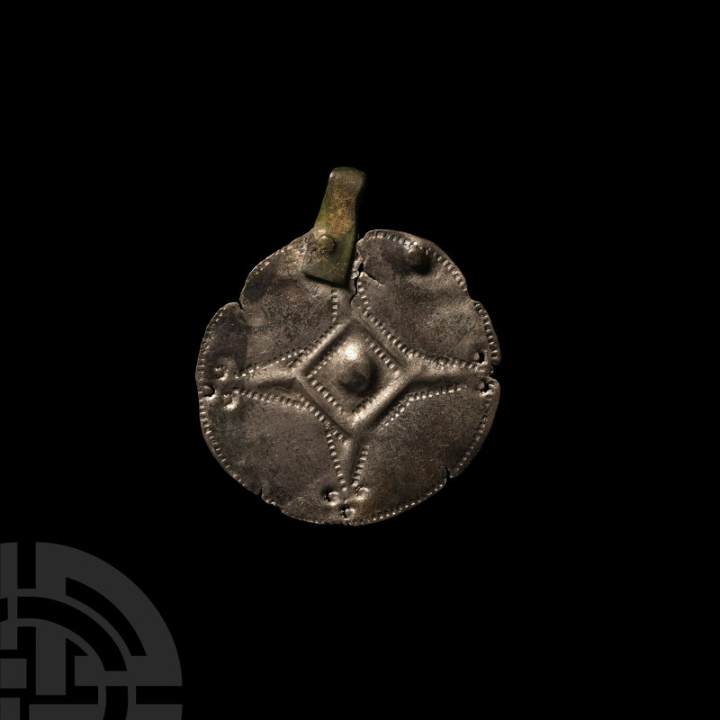 Viking Age Silver Disc Pendant with Cross and Trefoil Ends
9th-11th century A.D...