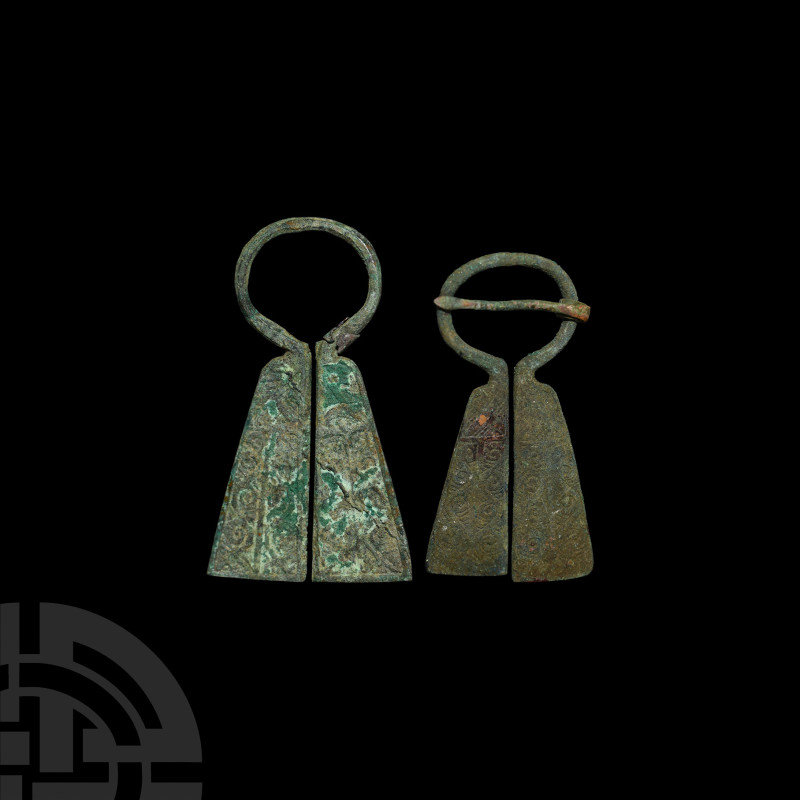 Viking Inspired Mordvinian Bronze Omega Brooch Pair
12th-14th century A.D. Each...