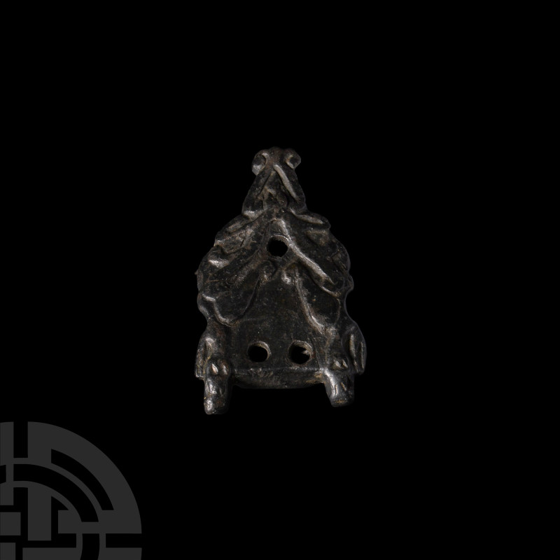 Viking Bronze Apex Stirrup Mount with Beast Heads
11th century A.D. Of Class A,...