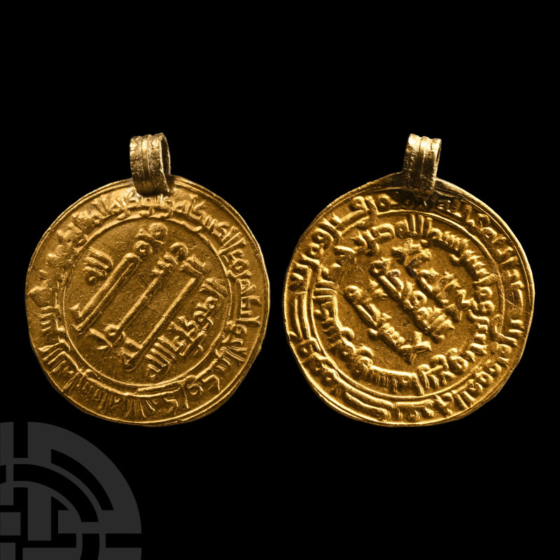 Viking Age Plundered Gold Abbasid Dinar Coin Pendant
9th-11th century A.D. Form...