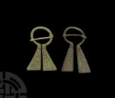 Viking Inspired Bronze Omega Brooch Pair