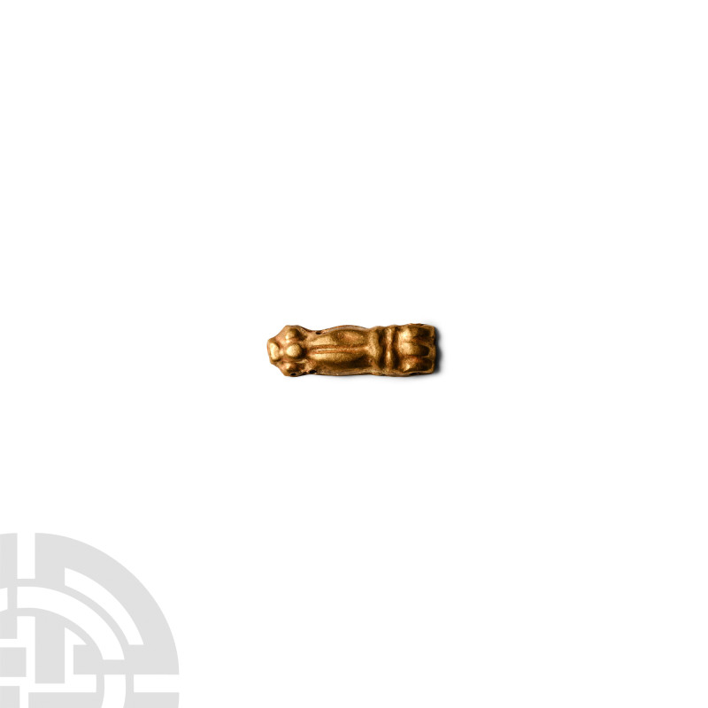 Viking Age Gold Repousse Animal Bead
Circa 10th century A.D. Of spacer type, fo...