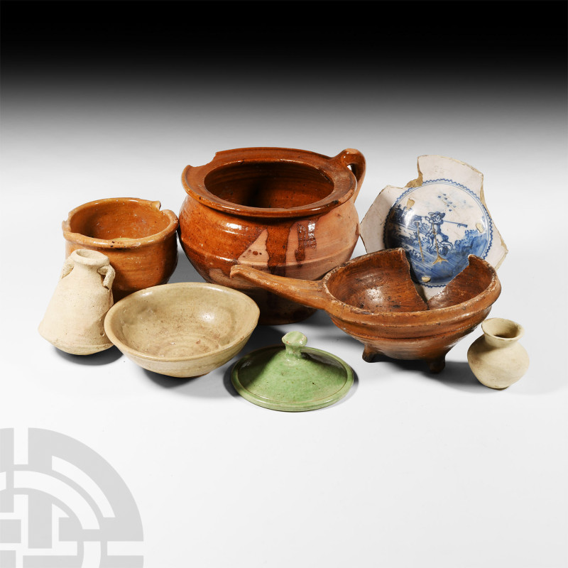 Medieval Ceramic Vessel Group
15th century A.D. and later. Composed of complete...