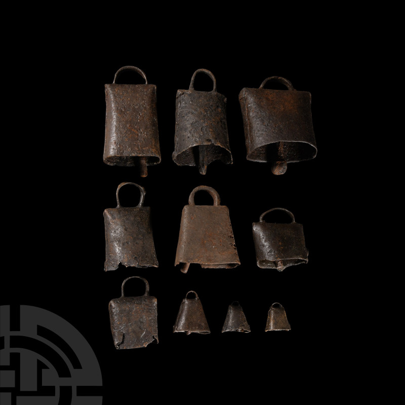 Medieval Iron Bell Group
14th-16th century A.D. Comprising bells of various typ...