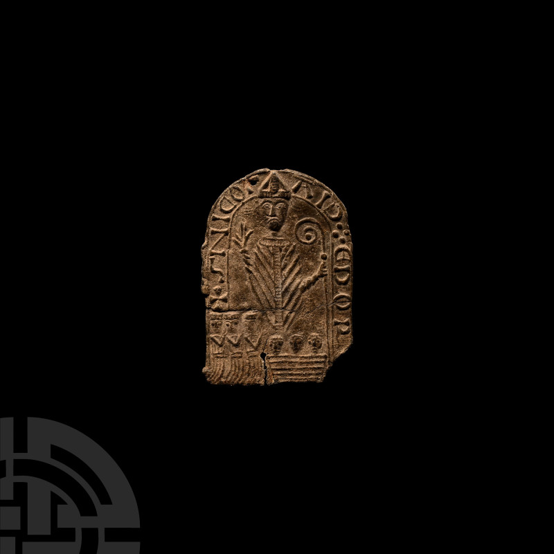 Medieval Pewter Pilgrim Badge of Saint Nicholas
Circa 1300 A.D. Tongue-shaped p...