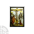 Medieval Stained Glass Panel with The Crucifixion