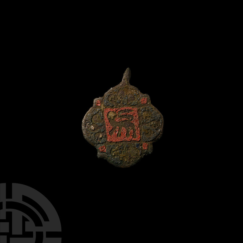 Medieval Bronze Knight's Heraldic Horse Harness Pendant with Royal Lion
14th-15...