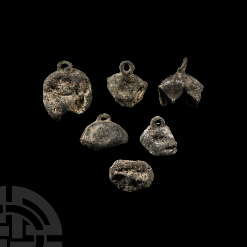 Medieval 'Thames' Pewter Pilgrim's Bell Group
15th century A.D. Comprising squa...