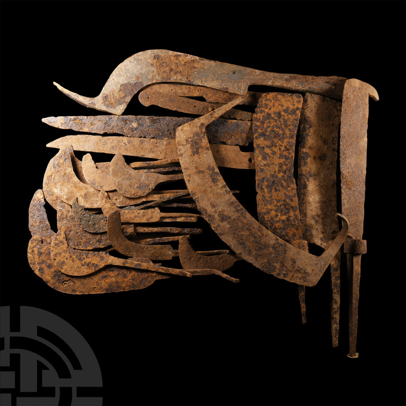 Medieval Iron Artefact Group
14th-16th century A.D. Mainly comprising cleavers,...