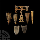 Medieval to Post Medieval 'Thames' Bronze Sword Hanger and Chape Group