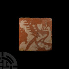 Medieval English Glazed Ceramic Tile With a Dove
