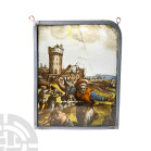 Medieval Stained Glass Panel with City Gate