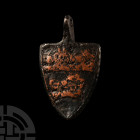 Medieval Bronze Knight's 'Swinburn Family' Heraldic Horse Harness Pendant with Three Boar's Heads