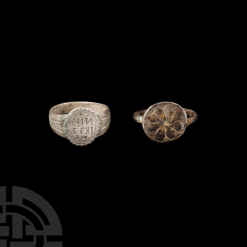 Post Medieval Silver Ring Group
16th-18th century A.D. One with reversed legend...