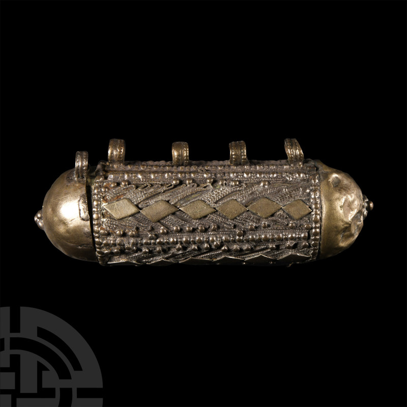 Judaic or Arabic Hirzbaase Silver Amulet Case
Circa 19th century A.D. Cylindric...