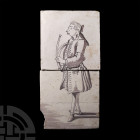 Post Medieval Dutch Ceramic Tiles with Man