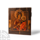 Russian Gilt Painted Wooden Icon of Hodegetria