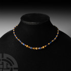 Eastern Greek Style Lapis Lazuli and Gold Bead Necklace
