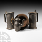 Post Medieval Pewter Bed Pan and Vessel Group