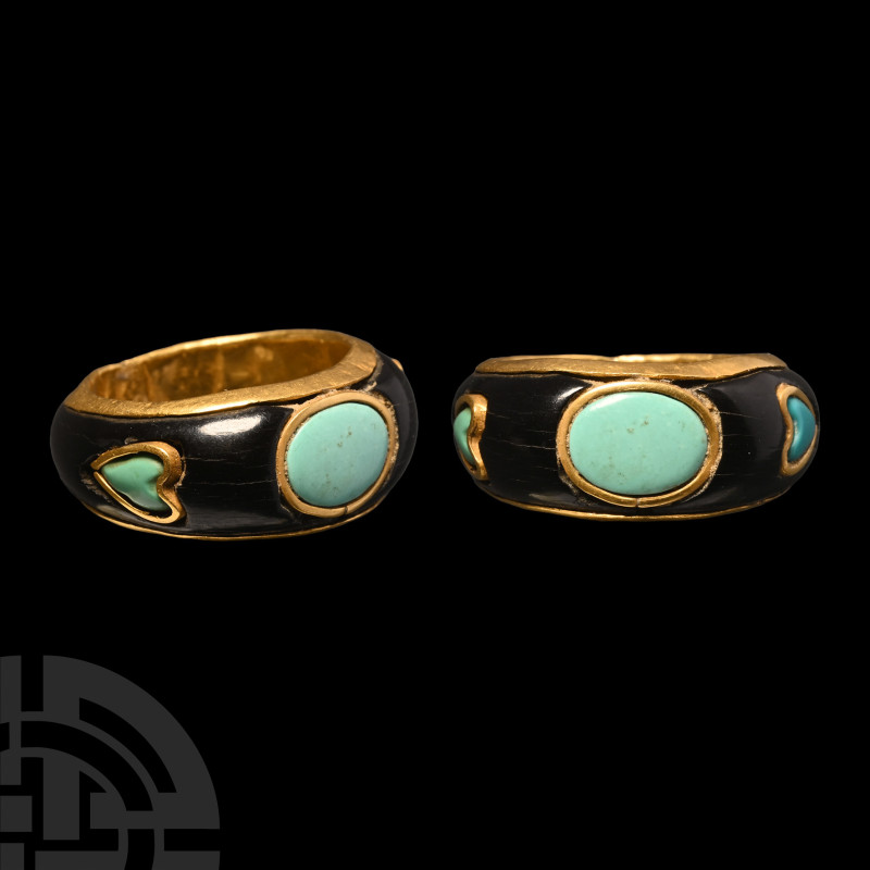 Post Medieval Gold Love Ring with Turquoise Hearts
Late 19th-early 20th century...