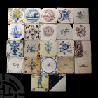 Post Medieval Dutch Glazed Ceramic Tile Group