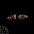 Post Medieval Bronze Ring with Armorial Motif