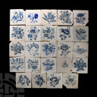 Post Medieval Dutch Glazed Ceramic Tile Group