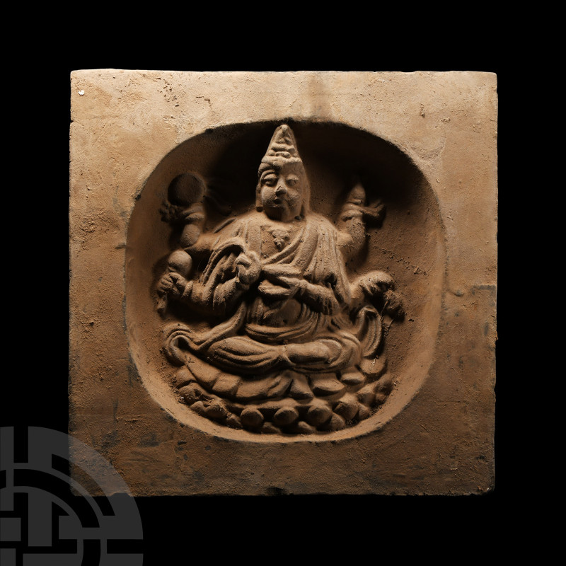 Chinese Song Ceramic Tile
Song Dynasty, 960-1279 A.D. Circular recess with high...