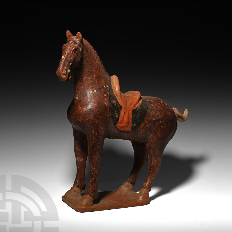 Chinese Tang Deep Maroon Ceramic Horse
Tang Dynasty, 618-907 A.D. or later. Mod...