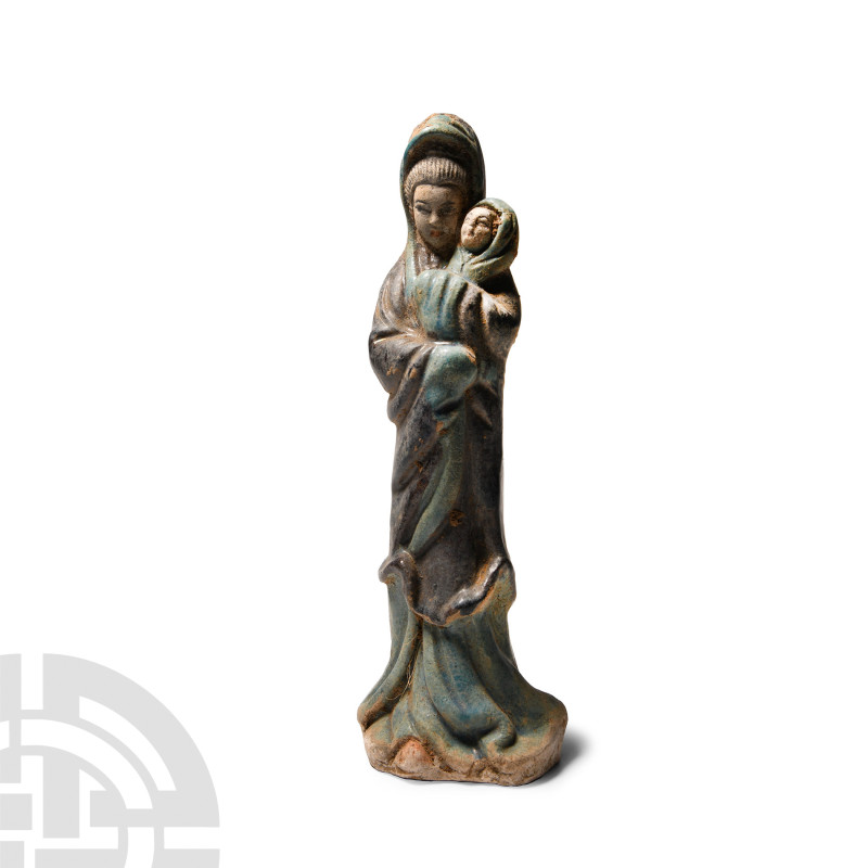 Chinese Qing Glazed Ceramic Female With Child
Qing Dynasty, 1644-1911 A.D. Mode...