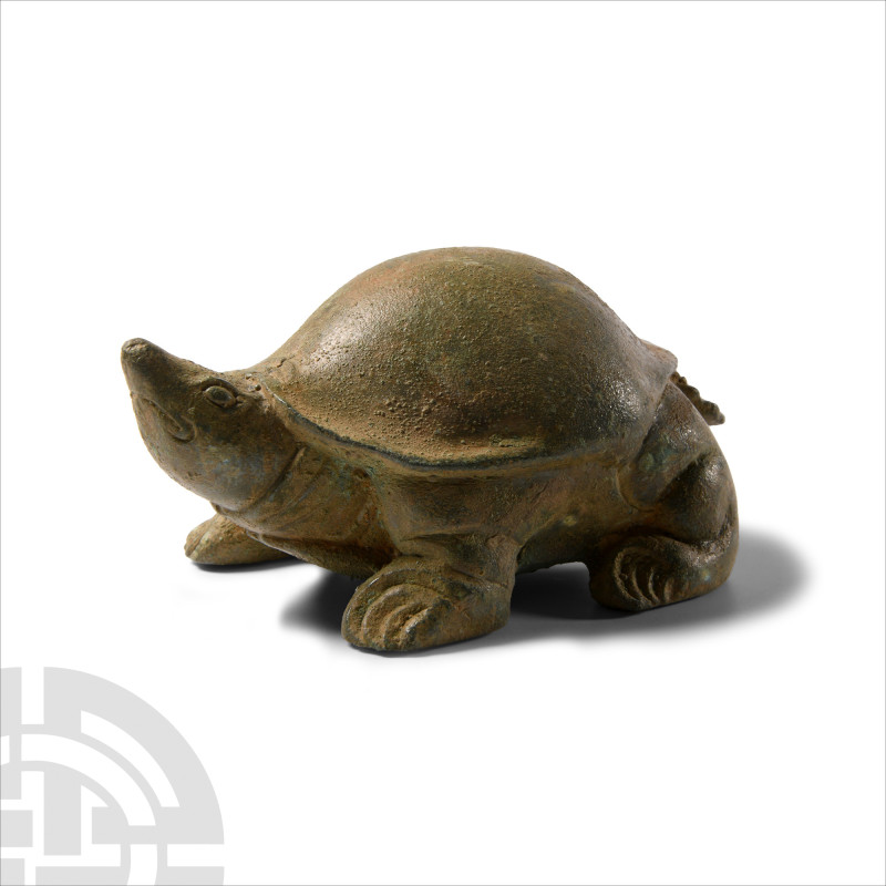 Chinese Han Style Bronze Turtle
20th century A.D. With semi-naturalistic detail...