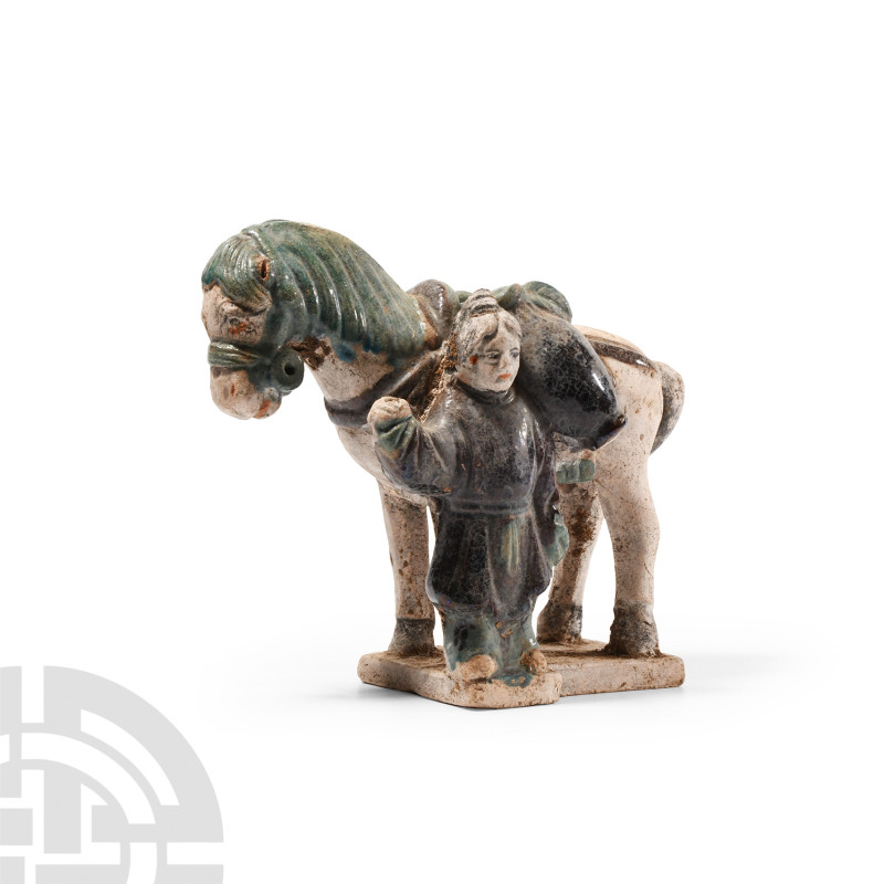 Chinese Qing Glazed Ceramic Pony and Attendant
Qing Dynasty, 1644-1911 A.D. Mod...