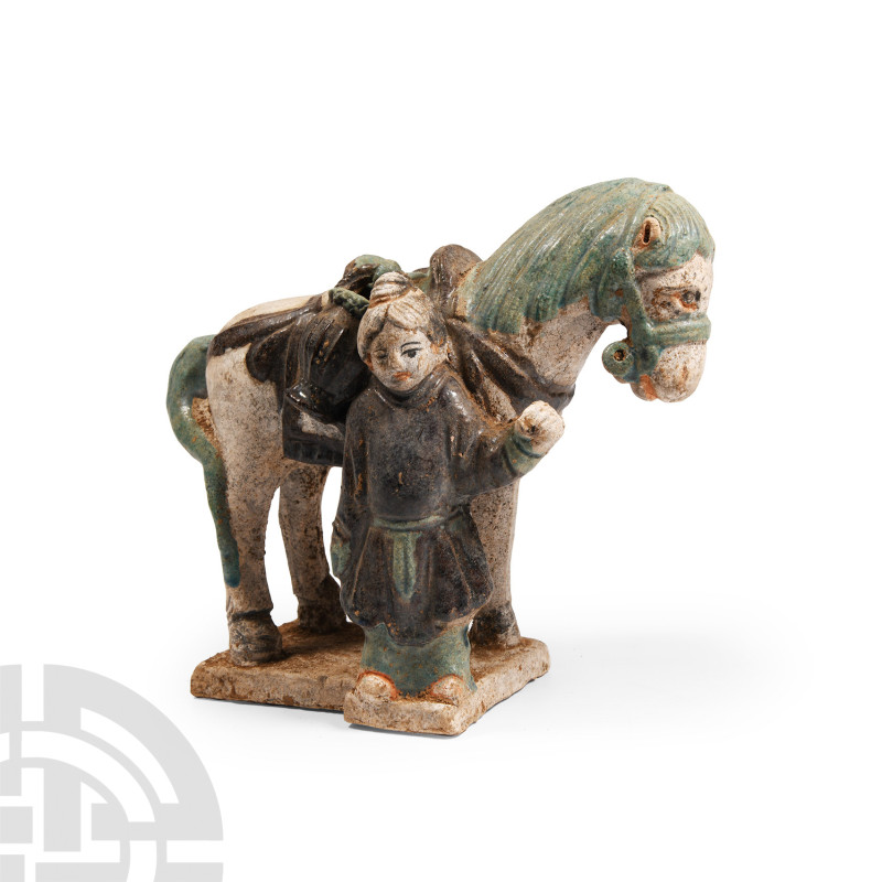 Chinese Qing Glazed Ceramic Pony and Attendant
Qing Dynasty, 1644-1911 A.D. Mod...