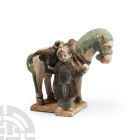 Chinese Qing Glazed Ceramic Pony and Attendant