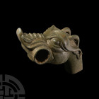 Chinese Han Style Bronze Dragon's Head Finial