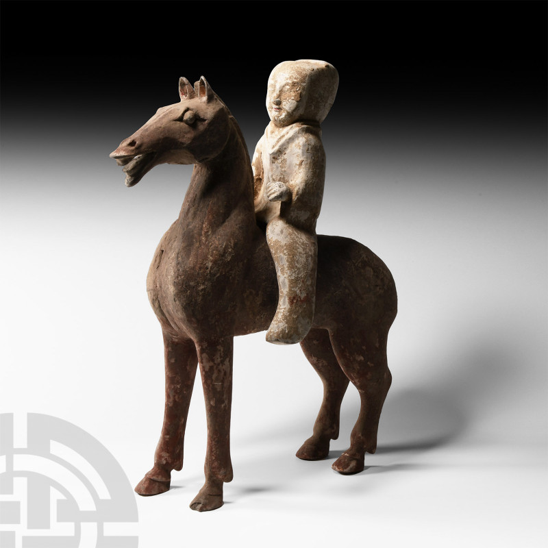 Chinese Han Ceramic Horse with Separable Rider
Han Dynasty, 206 B.C.-220 A.D. T...