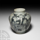 Chinese Blue and White Ceramic Peony Jar