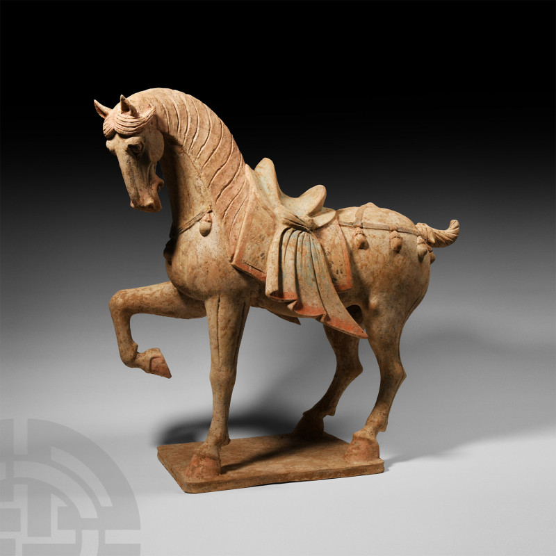 Large Chinese Tang Ceramic Prancing Horse
Tang Dynasty, 618-907 A.D. On an inte...