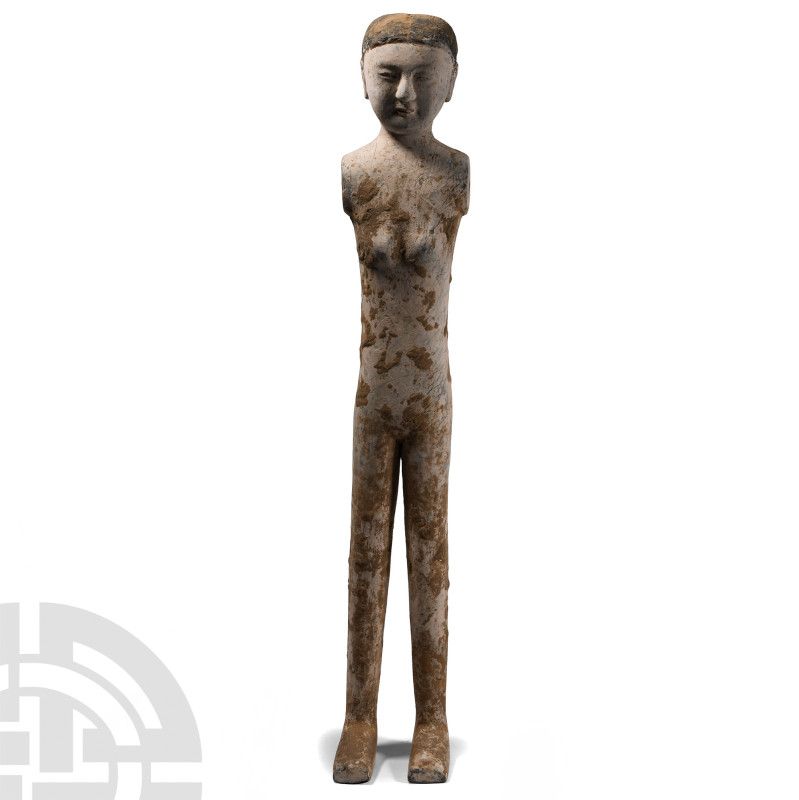 Chinese Han Terracotta Stick Man
Han Dynasty, 206 B.C.-220 A.D. Depicted as a n...