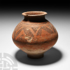 Baluchistan Ceramic Jar with Leaf and Chevron Design