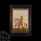 Miniature Gilt Painting of a Mughal Noble on Horseback