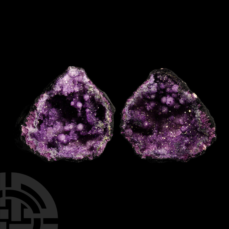 Natural History - Coloured Quartz Nodule
. Comprising two halves with enhanced ...