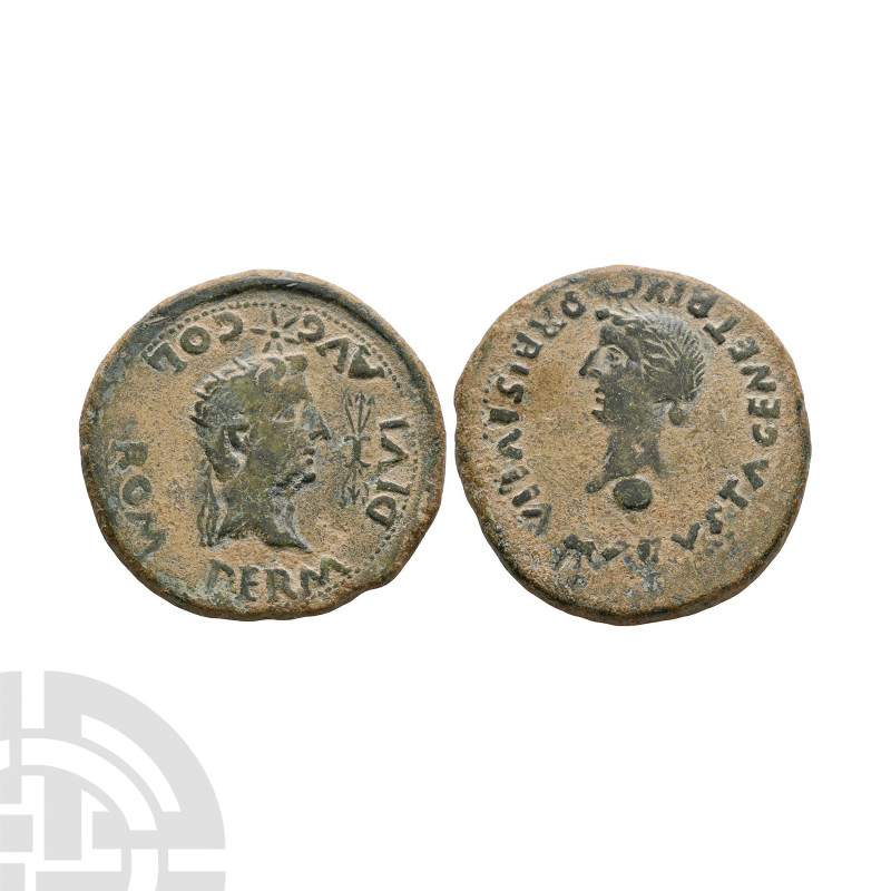 Ancient Roman Provincial Coins - Tiberius - Spain - Augustus and Livia AE Dupond...