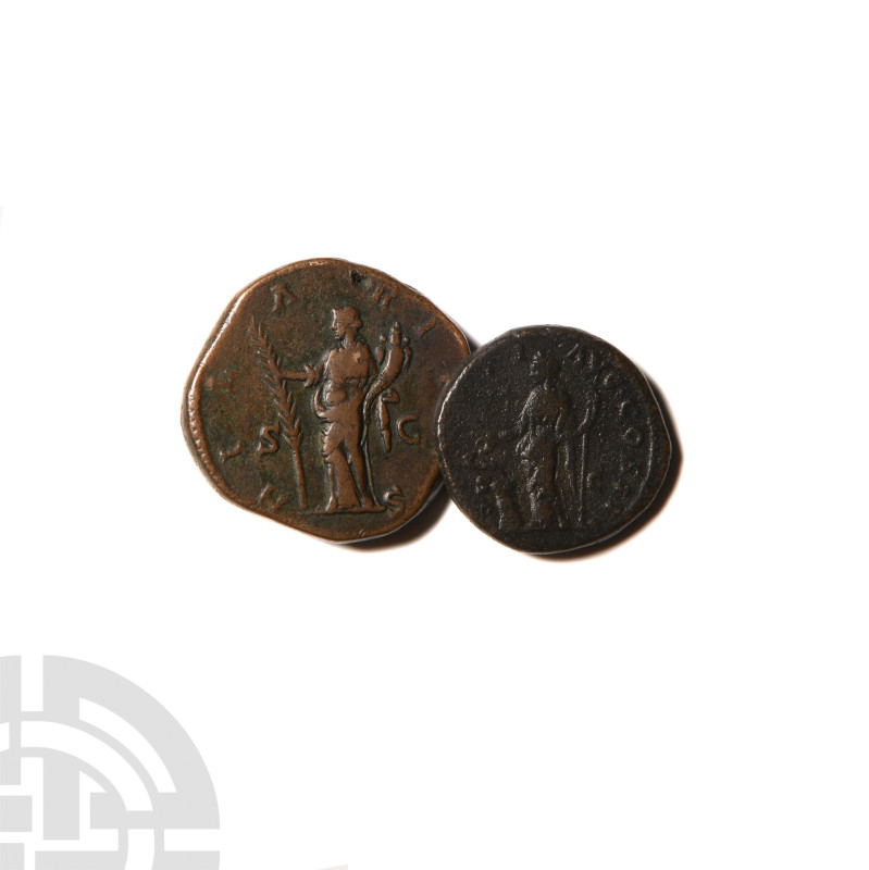 Ancient Roman Imperial Coins - Marcus Aurelius and Lucilla - Dupondius and Seste...